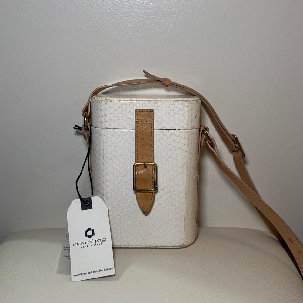 Officina Del Poggio white tan leather bag